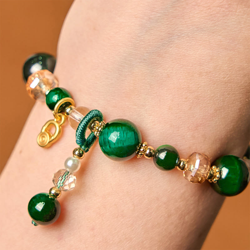 Fortune Jewel Natural Red Tiger Eye Green Tiger Eye Beads Weight Balance Bracelet