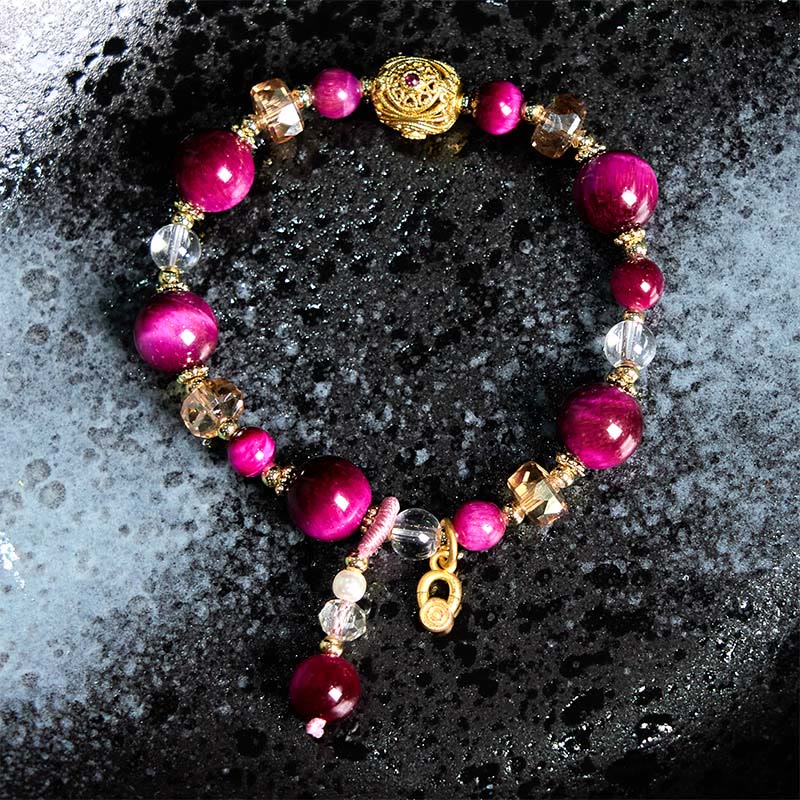 Fortune Jewel Natural Red Tiger Eye Green Tiger Eye Beads Weight Balance Bracelet
