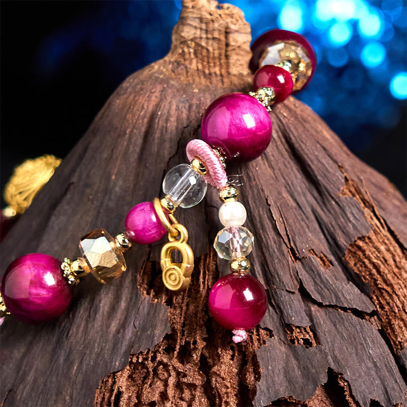 Fortune Jewel Natural Red Tiger Eye Green Tiger Eye Beads Weight Balance Bracelet