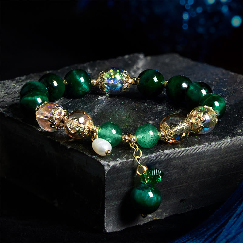 Fortune Jewel Natural Red Tiger Eye Green Tiger Eye Beads Weight Balance Bracelet