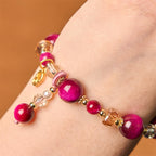 Fortune Jewel Natural Red Tiger Eye Green Tiger Eye Beads Weight Balance Bracelet