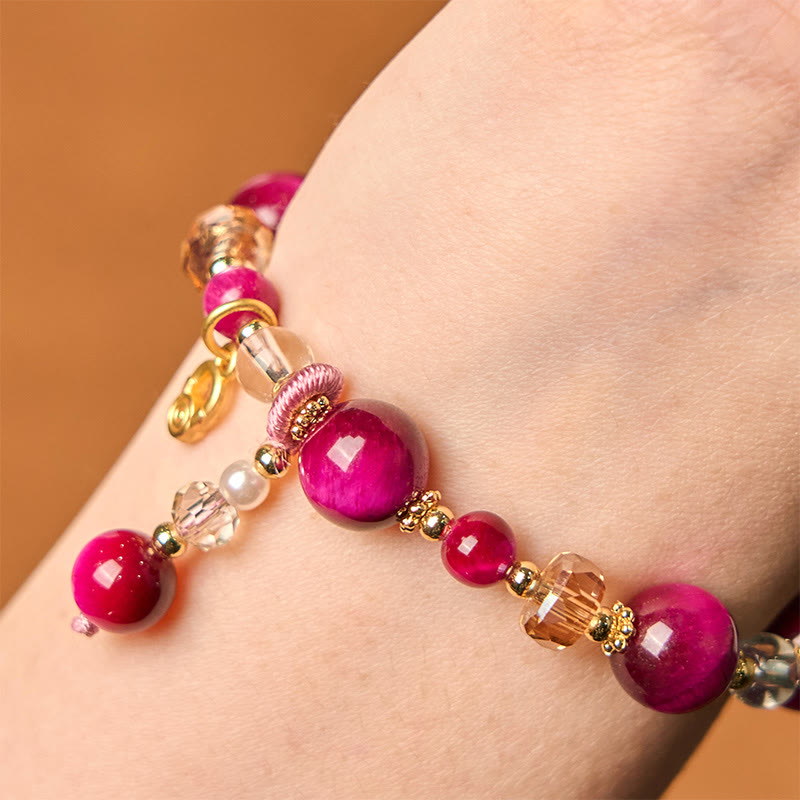 Fortune Jewel Natural Red Tiger Eye Green Tiger Eye Beads Weight Balance Bracelet