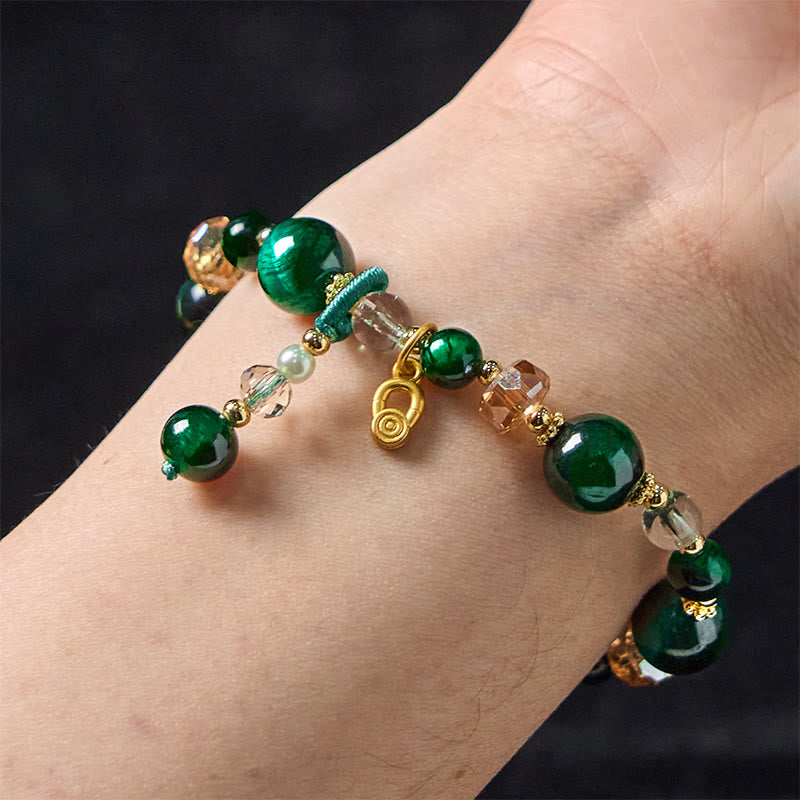 Fortune Jewel Natural Red Tiger Eye Green Tiger Eye Beads Weight Balance Bracelet