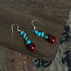 Fortune Jewel Tibetan 925 Sterling Silver Turquoise Cinnabar beads Protection Earrings