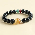 Fortune Jewel Natural Black Obsidian Beads Strength Fulfillment Bracelet