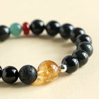 Fortune Jewel Natural Black Obsidian Beads Strength Fulfillment Bracelet