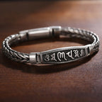 Fortune Jewel Tibetan Copper Weave Om Mani Padme Hum Relief Vajra Peace Metal Bracelet