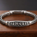 Fortune Jewel Tibetan Copper Weave Om Mani Padme Hum Relief Vajra Peace Metal Bracelet
