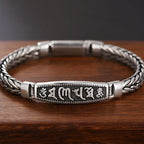Fortune Jewel Tibetan Copper Weave Om Mani Padme Hum Relief Vajra Peace Metal Bracelet