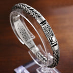 Fortune Jewel Tibetan Copper Weave Om Mani Padme Hum Relief Vajra Peace Metal Bracelet