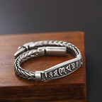 Fortune Jewel Tibetan Copper Weave Om Mani Padme Hum Relief Vajra Peace Metal Bracelet