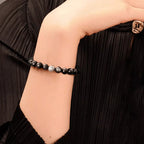Fortune Jewel Natural Silver Sheen Obsidian Om Mani Padme Hum Protection Bracelet