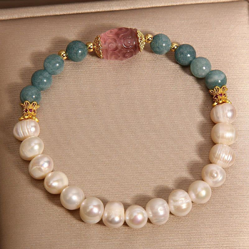 Fortune Jewel Pearl Jade Strawberry Quartz Purity Bracelet