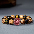 Fortune Jewel Bodhi Seed Om Mani Padme Hum Bagua Yin Yang Cinnabar Carved Calm Bracelet