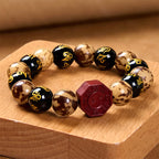 Fortune Jewel Bodhi Seed Om Mani Padme Hum Bagua Yin Yang Cinnabar Carved Calm Bracelet