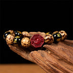 Fortune Jewel Bodhi Seed Om Mani Padme Hum Bagua Yin Yang Cinnabar Carved Calm Bracelet