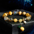 Fortune Jewel Natural Tiger Eye Beads Green Leaf Courage Bracelet