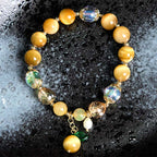 Fortune Jewel Natural Tiger Eye Beads Green Leaf Courage Bracelet