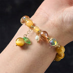 Fortune Jewel Natural Tiger Eye Beads Green Leaf Courage Bracelet