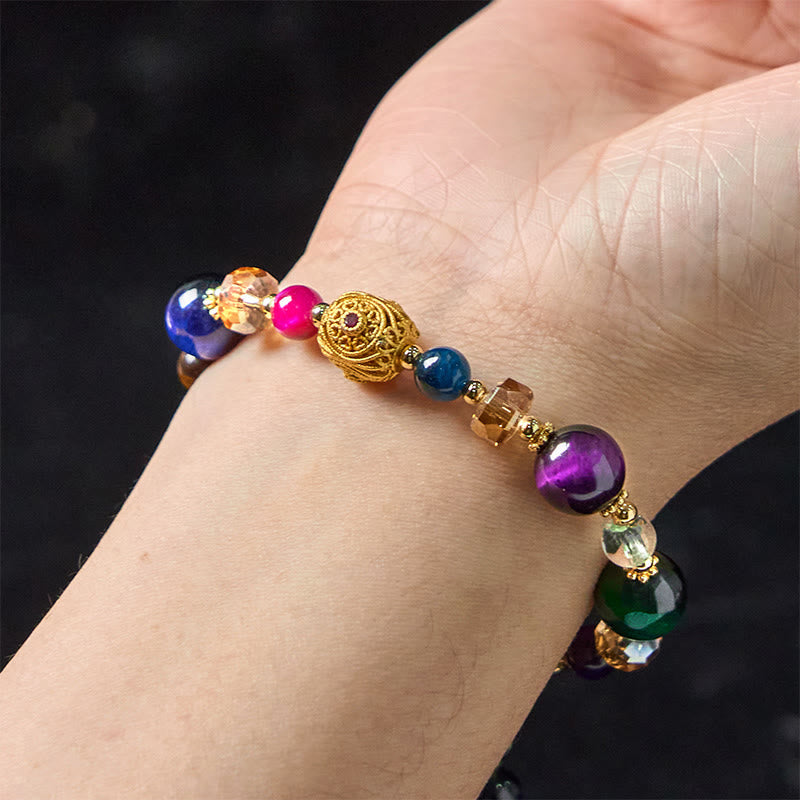 Fortune Jewel Natural Colored Tiger Eye Stone Weight Balance Bracelet