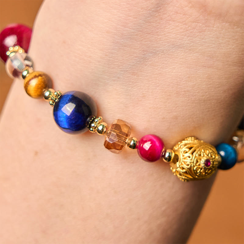 Fortune Jewel Natural Colored Tiger Eye Stone Weight Balance Bracelet