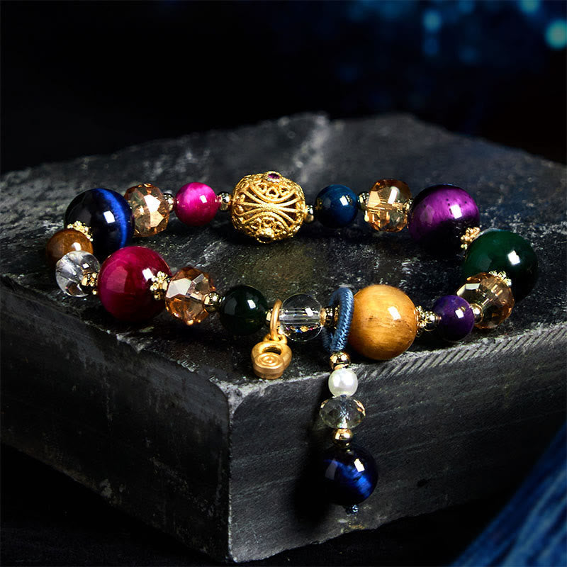 Fortune Jewel Natural Colored Tiger Eye Stone Weight Balance Bracelet