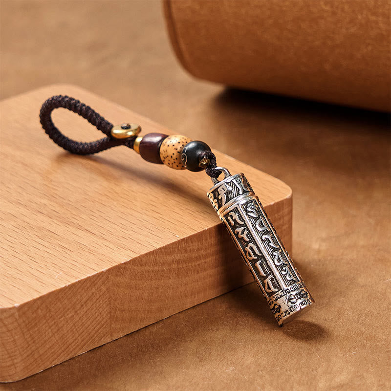 Fortune Jewel Tibetan Om Mani Padme Hum Shurangama Mantra Vajra Pattern Copper Purity Key Chain