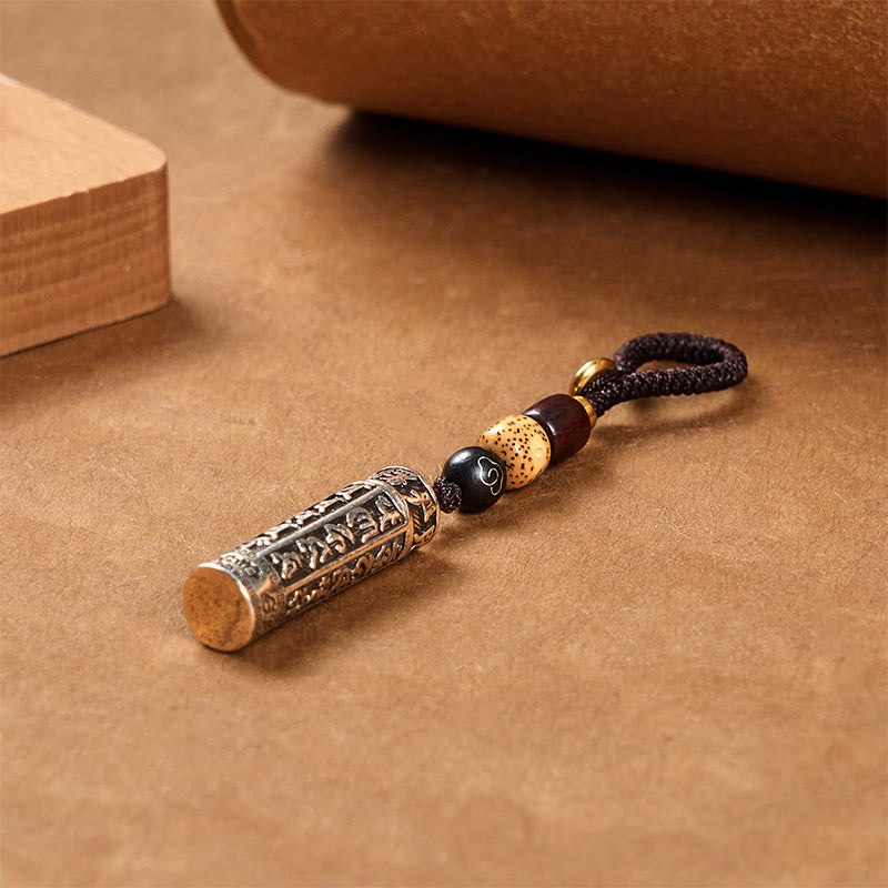 Fortune Jewel Tibetan Om Mani Padme Hum Shurangama Mantra Vajra Pattern Copper Purity Key Chain