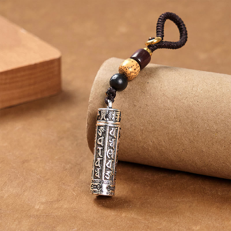 Fortune Jewel Tibetan Om Mani Padme Hum Shurangama Mantra Vajra Pattern Copper Purity Key Chain