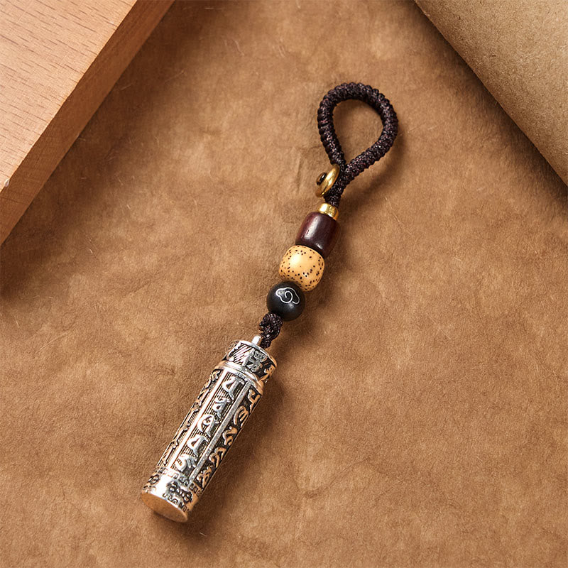 Fortune Jewel Tibetan Om Mani Padme Hum Shurangama Mantra Vajra Pattern Copper Purity Key Chain