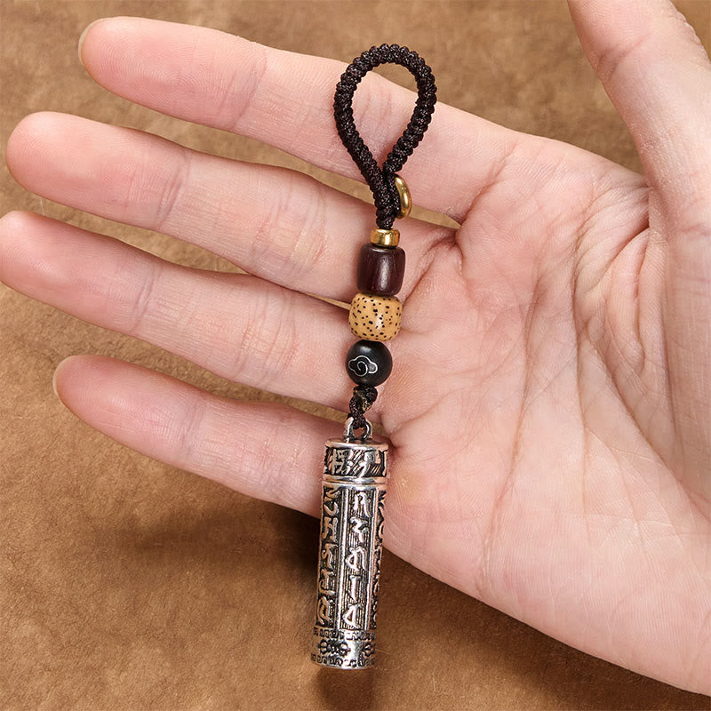 Fortune Jewel Tibetan Om Mani Padme Hum Shurangama Mantra Vajra Pattern Copper Purity Key Chain