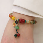 Fortune Jewel Natural Colorful Peacock Agate Chalcedony Ruyi As One Wishes Charm Courage Bracelet