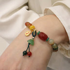 Fortune Jewel Natural Colorful Peacock Agate Chalcedony Ruyi As One Wishes Charm Courage Bracelet