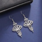 Fortune Jewel Hollow Lotus Flower Stainless Steel Enlightenment Metal Drop Earrings