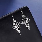 Fortune Jewel Hollow Lotus Flower Stainless Steel Enlightenment Metal Drop Earrings