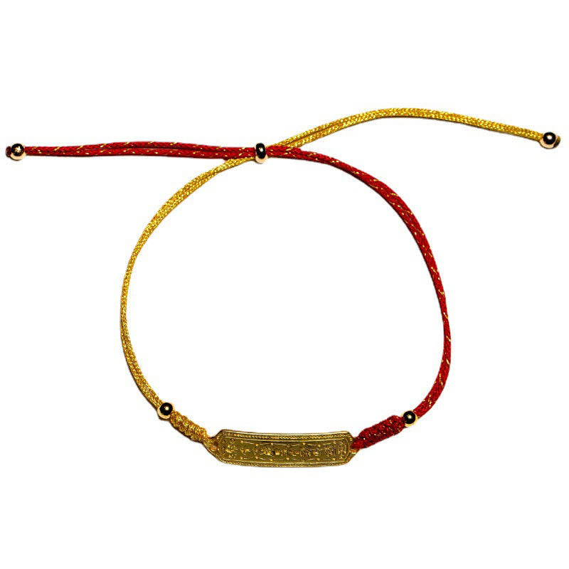 Fortune Jewel 14K Gold-plated Copper Amulet Protection Red Golden Rope Bracelet