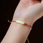 Fortune Jewel 14K Gold-plated Copper Amulet Protection Red Golden Rope Bracelet