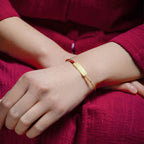 Fortune Jewel 14K Gold-plated Copper Amulet Protection Red Golden Rope Bracelet