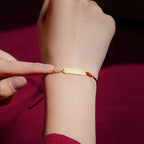 Fortune Jewel 14K Gold-plated Copper Amulet Protection Red Golden Rope Bracelet