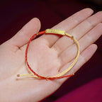 Fortune Jewel 14K Gold-plated Copper Amulet Protection Red Golden Rope Bracelet