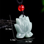 Fortune Jewel Lotus Flower Pattern Carved Jade Prosperity Necklace Pendant