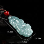 Fortune Jewel Natural Green Jade Nine Tailed Fox Fairy Prosperity Necklace Pendant