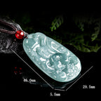 Fortune Jewel Natural Green Jade Nine Tailed Fox Flowers Luck Necklace Pendant