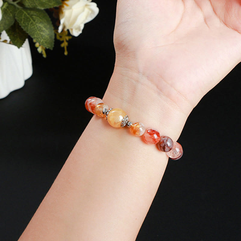 Fortune Jewel Natural Red Hematoid Quartz Beads Balance Bracelet