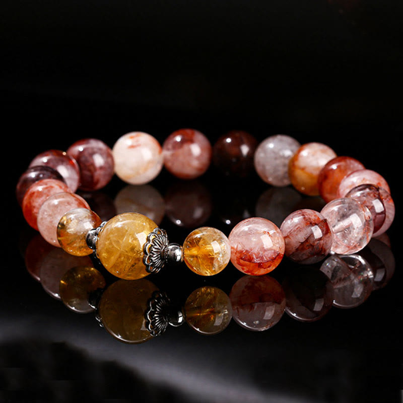 Fortune Jewel Natural Red Hematoid Quartz Beads Balance Bracelet