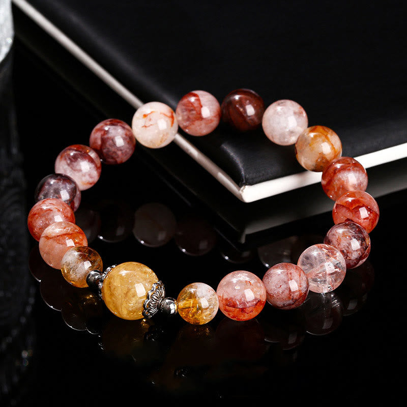 Fortune Jewel Natural Red Hematoid Quartz Beads Balance Bracelet