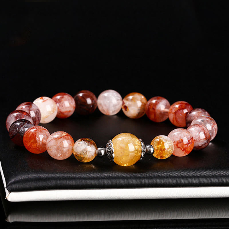 Fortune Jewel Natural Red Hematoid Quartz Beads Balance Bracelet