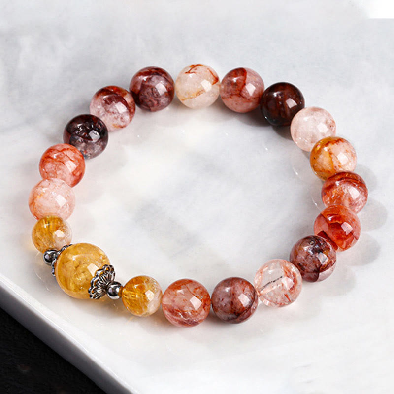 Fortune Jewel Natural Red Hematoid Quartz Beads Balance Bracelet