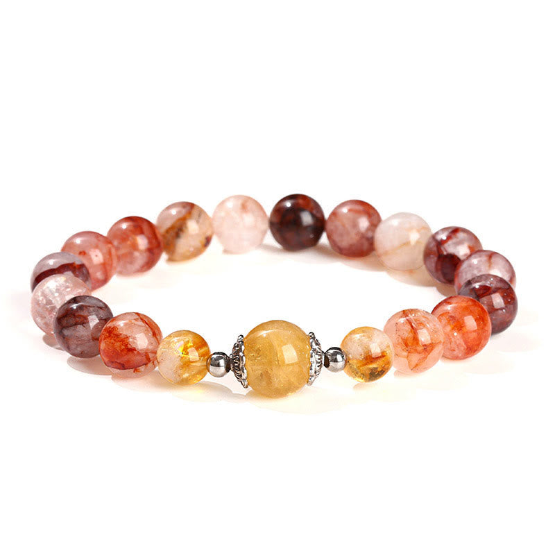 Fortune Jewel Natural Red Hematoid Quartz Beads Balance Bracelet