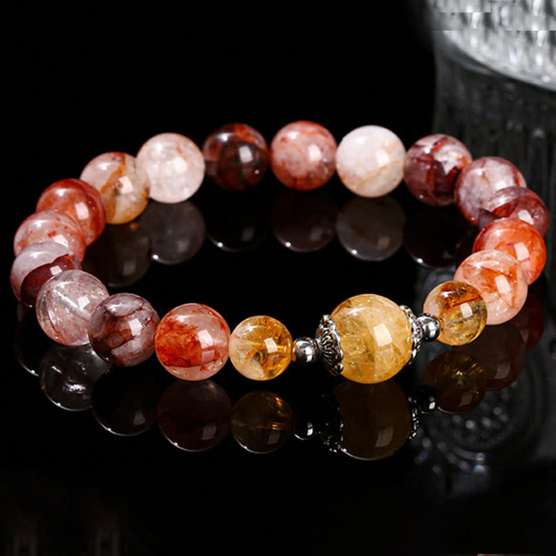 Fortune Jewel Natural Red Hematoid Quartz Beads Balance Bracelet